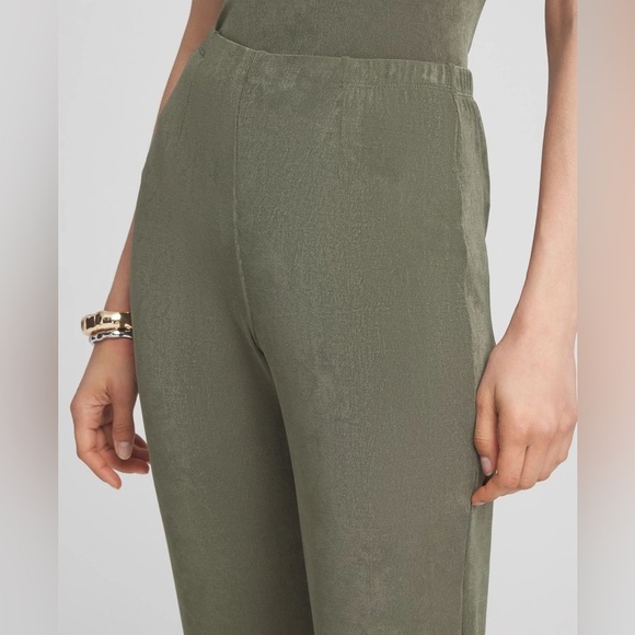 Chico’s Travelers Collection | Olive Green Wide Leg Wrinkle-free Pants - Picture 3 of 7
